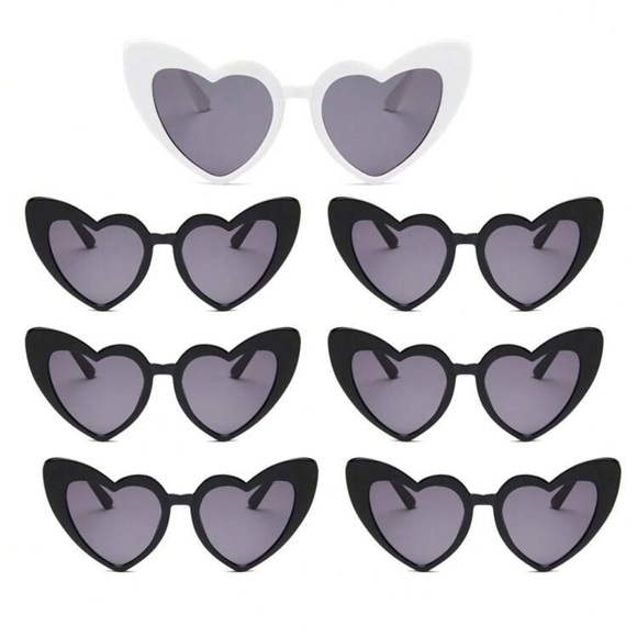 7 piece set: bride & bridesmaid heart shaped sunglasses...